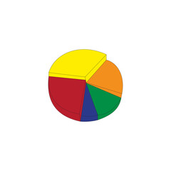 Pie chart color icon vector illustration on white background. Vector diagram elements for statistics, analysis, reports, and presentations.