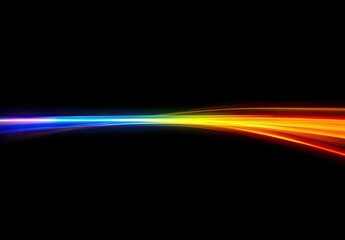 Obraz premium Rainbow hued light streaks across a dark, stark background