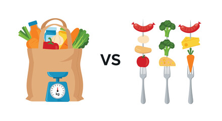 Comparing the impact of balanced eating and food choices on overall health and well being.