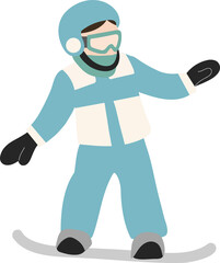 스키장에서 스노보드를 타는 소년