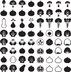 Organic vegetable icons set for nutrition and healthy lifestyle design