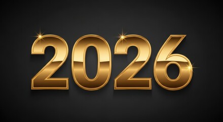 Golden 2026 new year design on a black background for a luxurious look