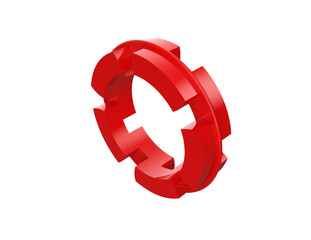 High-Resolution 3D Render of Red Flexible Rubber Spider Insert for Jaw Coupling: Essential Power Transmission Component Providing Shock Absorption, Vibration Dampening, and Misalignment Correction