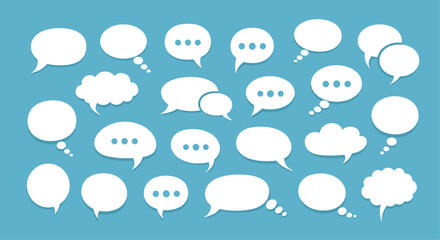 Fototapeta premium A collection of empty speech bubbles of different shapes and sizes.