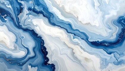 Obraz premium Abstract Fluid Art in Shades of Blue and White A Modern Digital Marble Texture