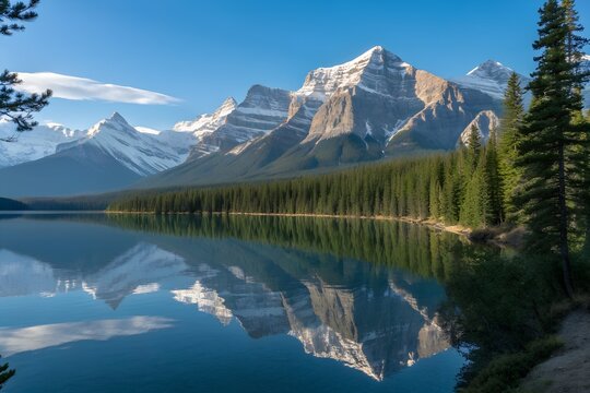 mountain lake in yosemite national park - Powered by Adobe