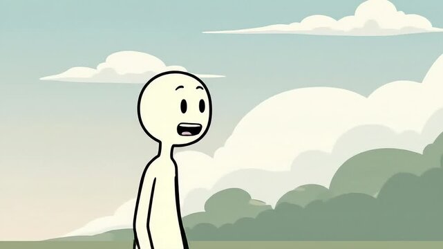 Animated Stick Figure Talking Outdoors
