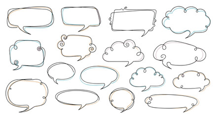 Fototapeta premium A collection of various unique speech bubbles and thought clouds for communication and expression.