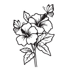 hibiscus flower vector line art