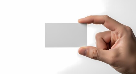 Obraz premium Hand Holding Blank White Card on White Background