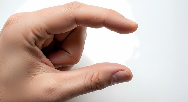 Hand Pinching Gesture on White Background