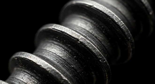 Close Up of Black Metal Dumbbell Weight on Dark Background - Powered by Adobe