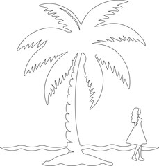 coconut tree line art