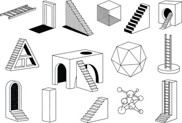 Vector illustration of architectural elements and structures