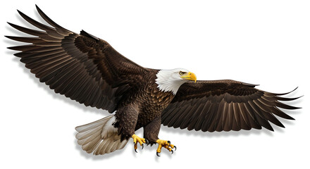 Fototapeta premium Bald eagle flying with transparent background