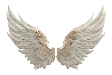 Obraz premium Ornate, ivory wings; intricate carving, delicate feathers