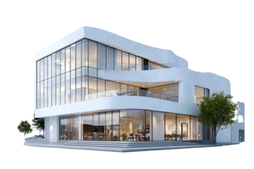 Modern glassy white building facade