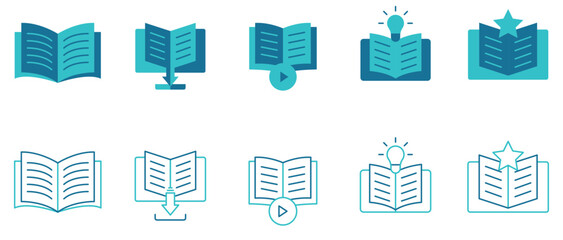 Books icon set. Vector and illustrator
