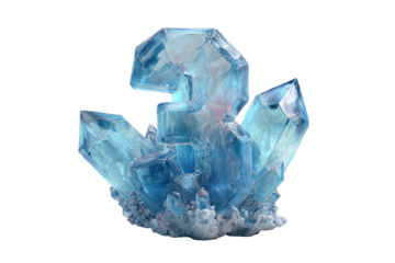 Blue crystal cluster with jagged edges