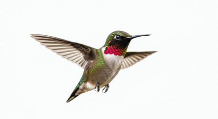 Fototapeta premium Ruby-throated hummingbird in flight with transparent background
