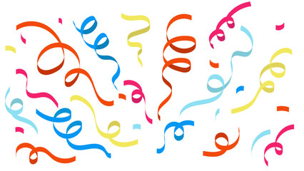 カラフルな紙吹雪リボンが舞うお祝いの背景 | Colorful Confetti Ribbons on Celebration Background