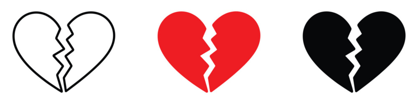 Broken heart icon vector. hurt, loss, heartbreak symbol. vector illustration.
