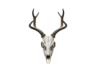 Deer antlers and skull isolated on transparent background