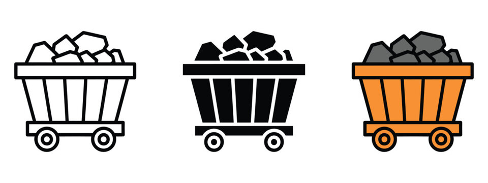 Mining Cart icon vector. industrial processes, energy, industry, and raw materials symbol. vector illustration.