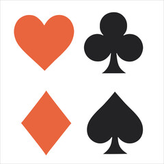 Classic Playing Card Suits Icon Set: Hearts, Clubs, Diamonds, and Spades