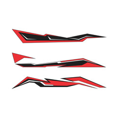 Car Stickers and Wrap Graphics Collection,  Sleek automotive decal designs with speed lines and stripe patterns for sports cars, racing vehicles, and performance branding projects.