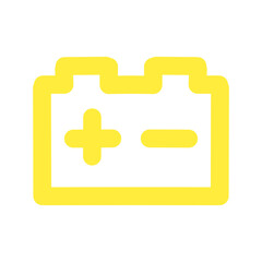 Obraz premium Battery symbol icon showing positive and negative terminals／プラスマイナス表示付きのバッテリーシンボルアイコン