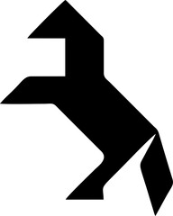 Fototapeta premium Black Tangram Puzzle Piece Horse Rearing