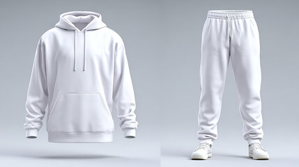 Clean Isolated Outfit With Hoodie and Jogger Pants Apparel Set. Ai Generated Images