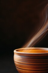 Ceramic Oil Warmer with Incense Burning and Smoke in Warm Tones