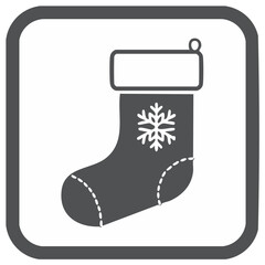 Christmas Stocking Icon with Snowflake Decoration in a Rounded Square
