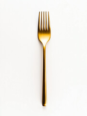 Elegant Gold Fork Isolated on Clean White Background for Table Setting