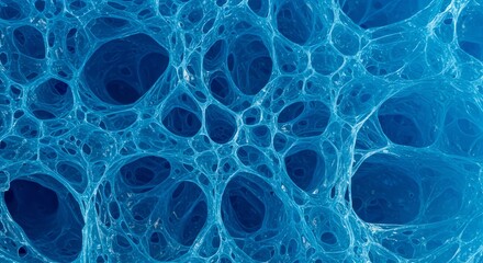 Blue Abstract Foam Pattern on White Background for Scientific or Artistic Use