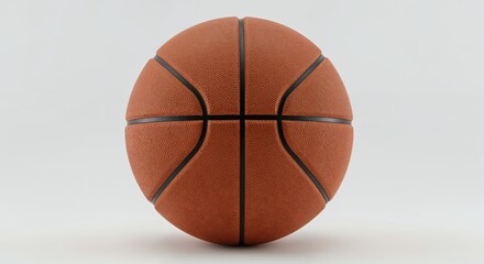 Fototapeta premium Basketball's Precision: A perfectly presented basketball, with its iconic brown leather, detailed seams and lines ready for the next game
