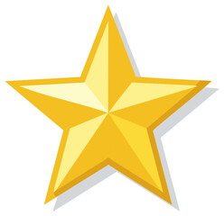 Fototapeta premium Bright shining five pointed golden star award symbol or rating icon with dimensional shading