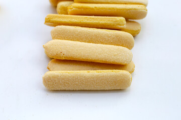 Sponge finger cookies, Italian savoiardi biscuit snack
