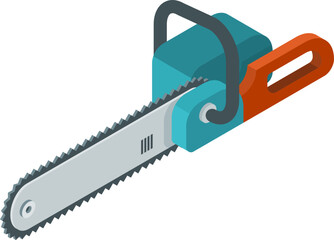 Chainsaw Isometric Icon Set – Power Tool Equipment Collection Illustration