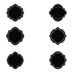 set of black and white labels with different shapes