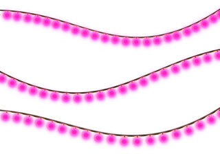 Wavy Pink Glowing Garland on Transparent Background