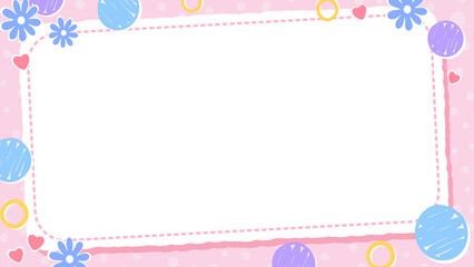 Cute pastel doodle frame background template for cover design
