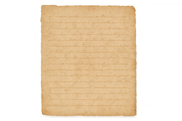 Old handwritten letter document on antique distressed parchment, historical manuscript with vintage texture