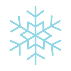 Fototapeta premium Simple light blue snowflake symbol in soft flat style on white background.