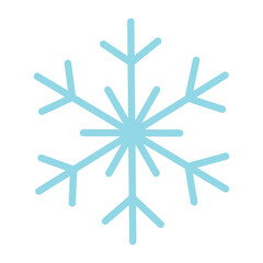 Simple light blue snowflake symbol in soft flat style on white background.