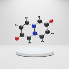 Molecule 3D Render on White Background, Steel Model Structure