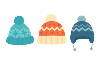 Blue winter jacket with warm beige lining in soft flat style on white background.