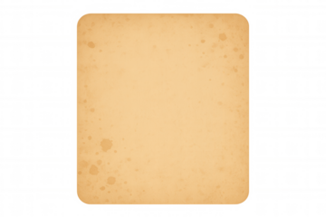 Old blank parchment paper with rounded corners, vintage stained texture and copy space on transparent background